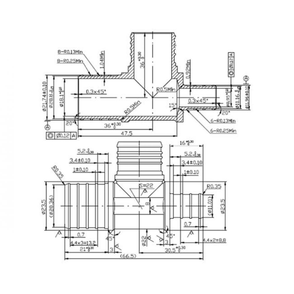 1'' BARB X 1/2'' BARB X 1'' BARB PEX REDUCING TEE