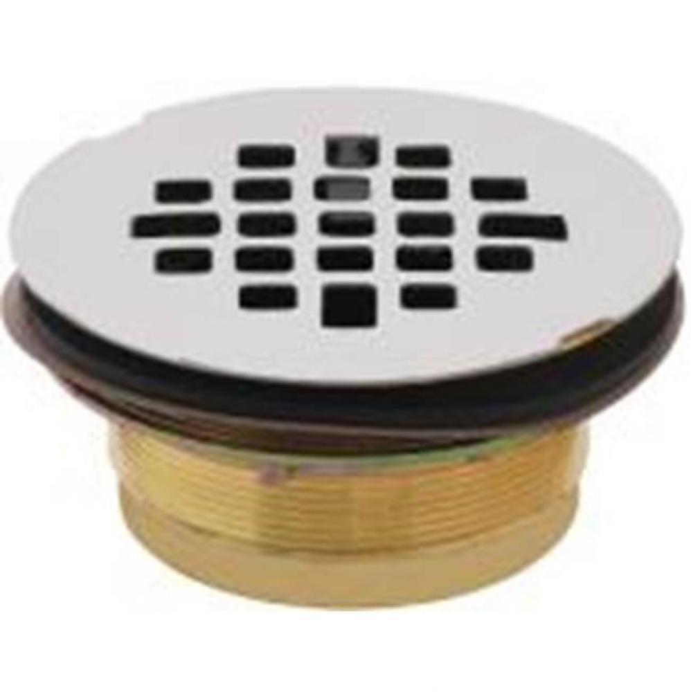 2'' NO-CAULK BRASS SHOWER DRAIN W/S.S GRID-FOR 2''SCH 40 PIPE