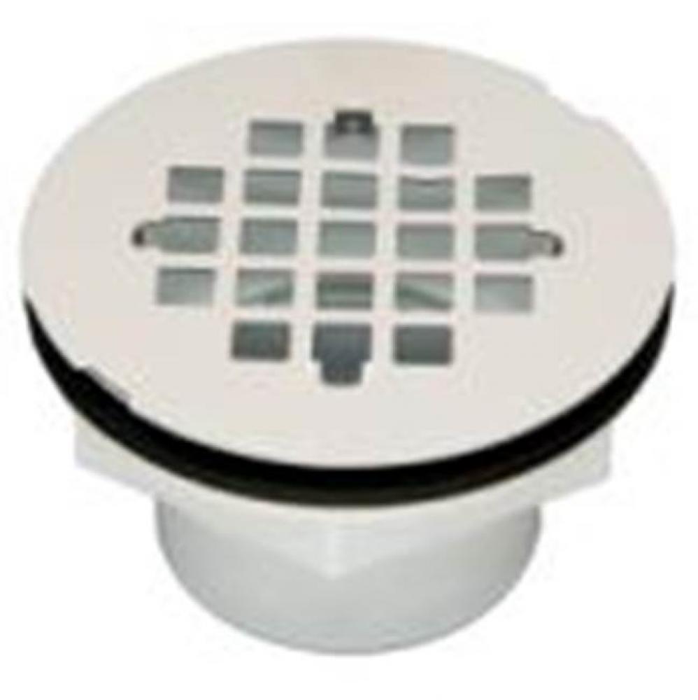 2'' SOLVENT WELD WHITE PLASTIC SHOWER DRAIN W/SS GRID