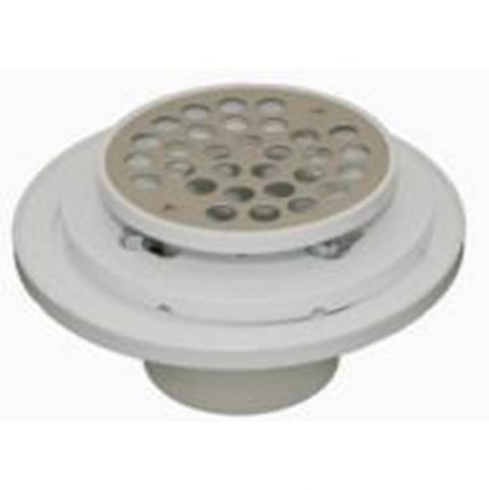 PVC FLOOR DRAIN WITH STAINLESS STEEL GRID FITS 2'' AND 3''PIPE