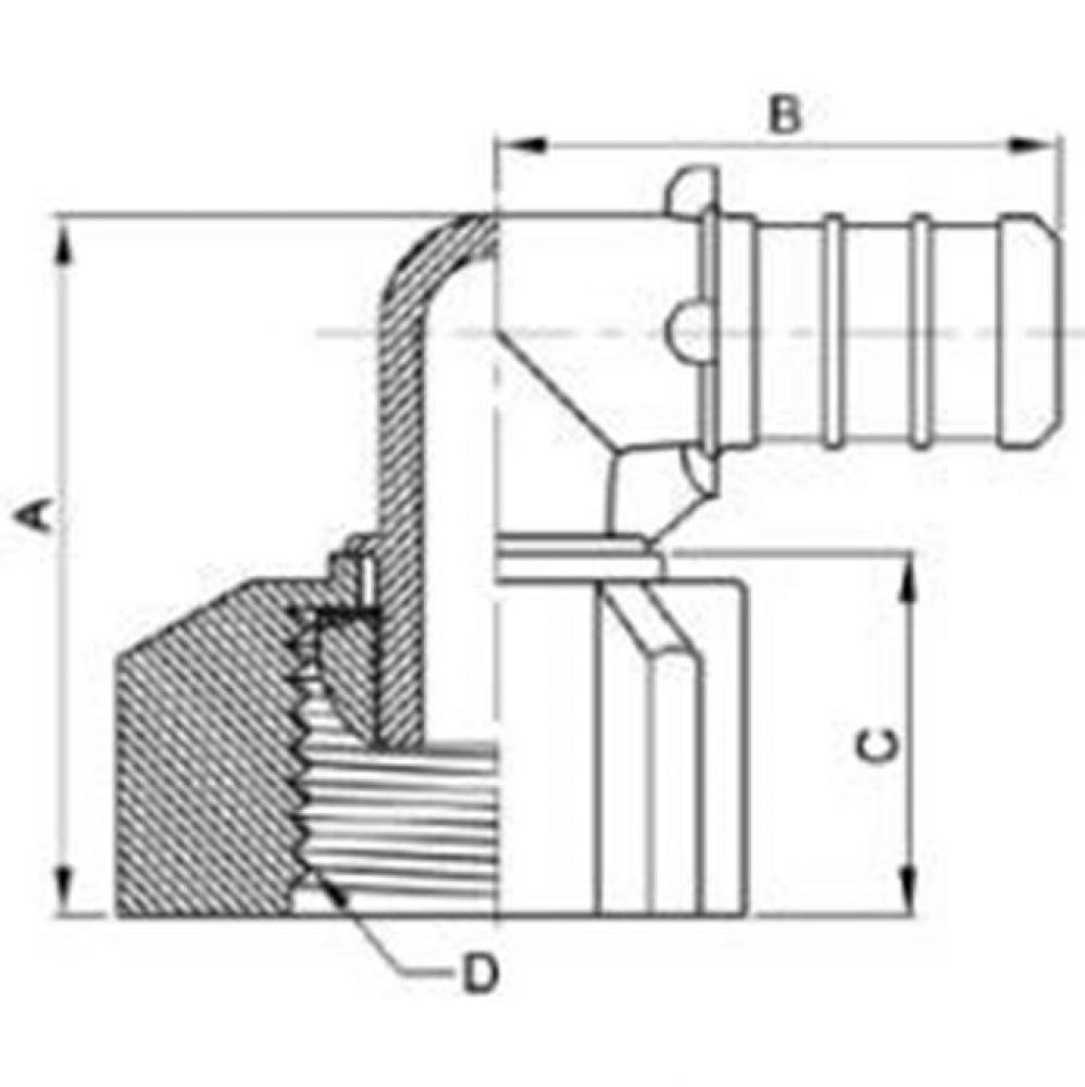 1/2'' PEX BARB X 1/2'' FEMALE IP SWIVEL ELBOW ,WING NUT POLY PEX