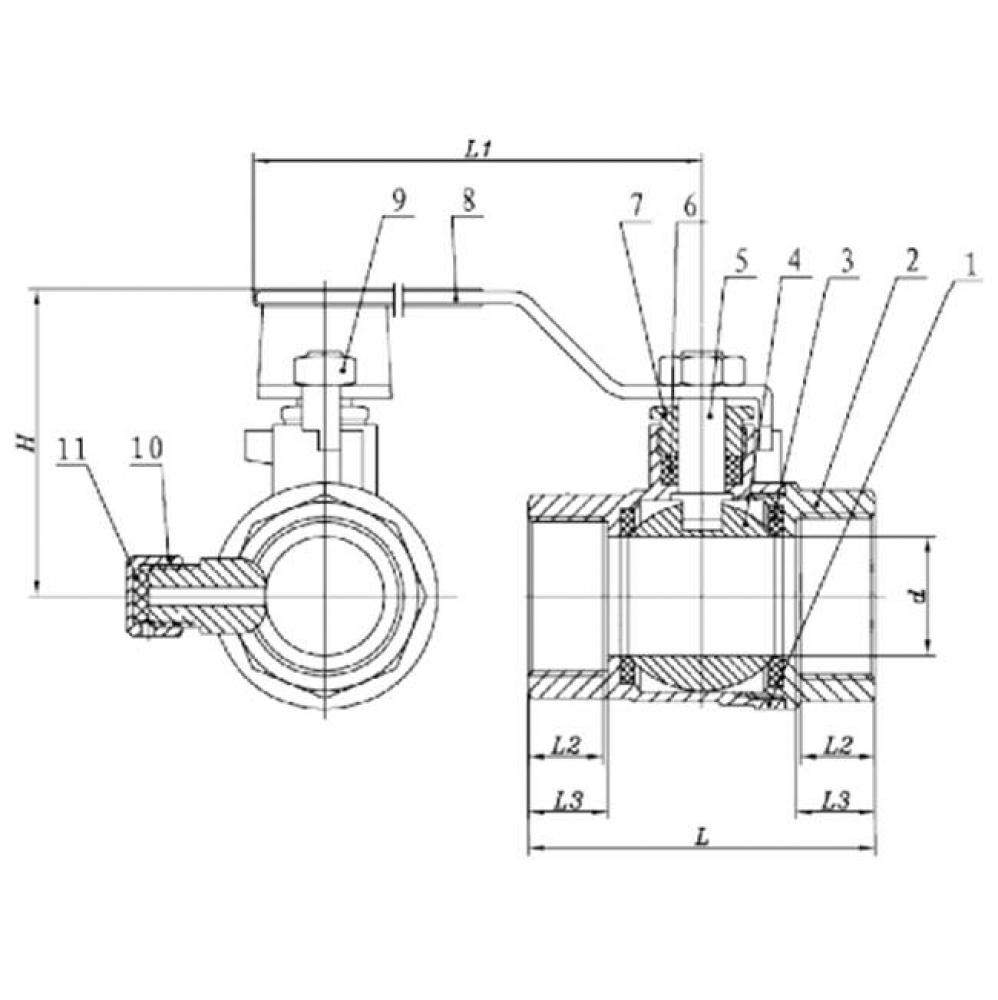 Lead Free 1'' Ips Bv W/ Drn And Pack Nut Full Port W/ Drain