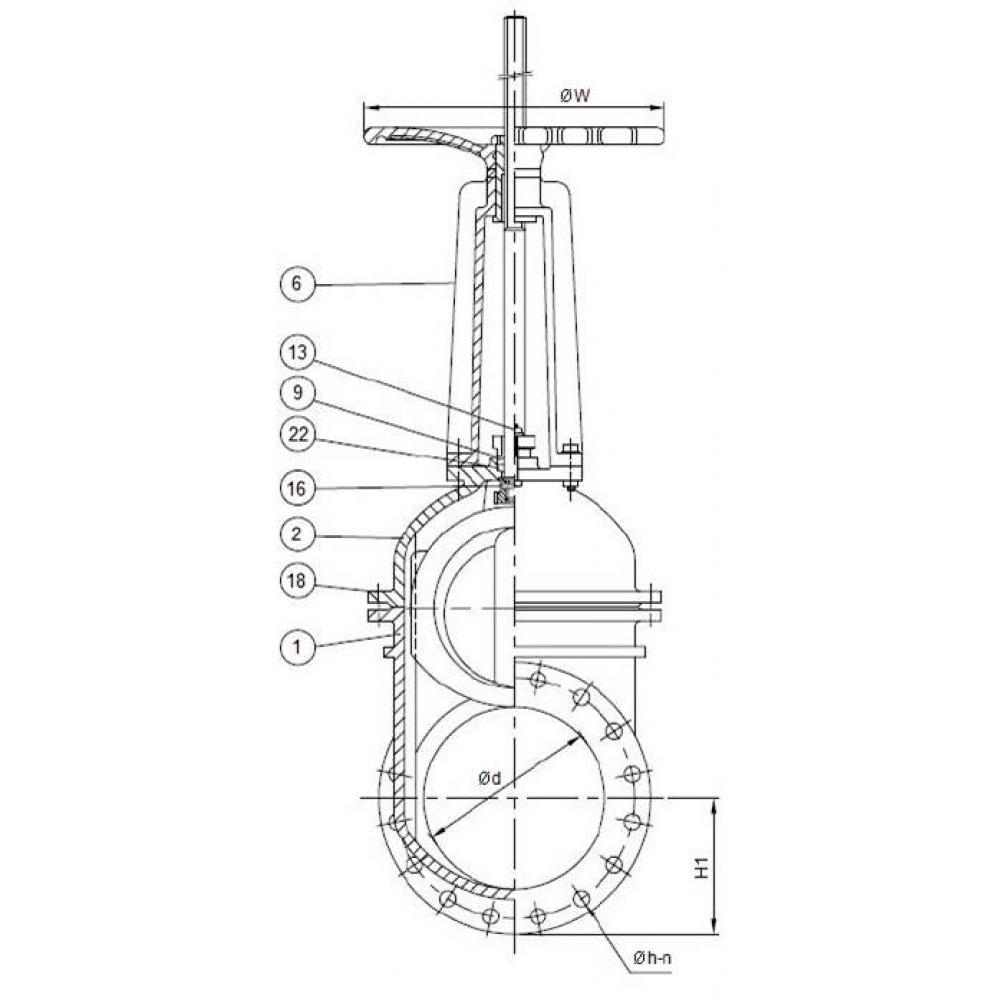 12'' Flanged Ci G/V-Os And Y Resilient Wedge Awwa C509 200Cwp Fusion Bonded Epoxy W/ Tap