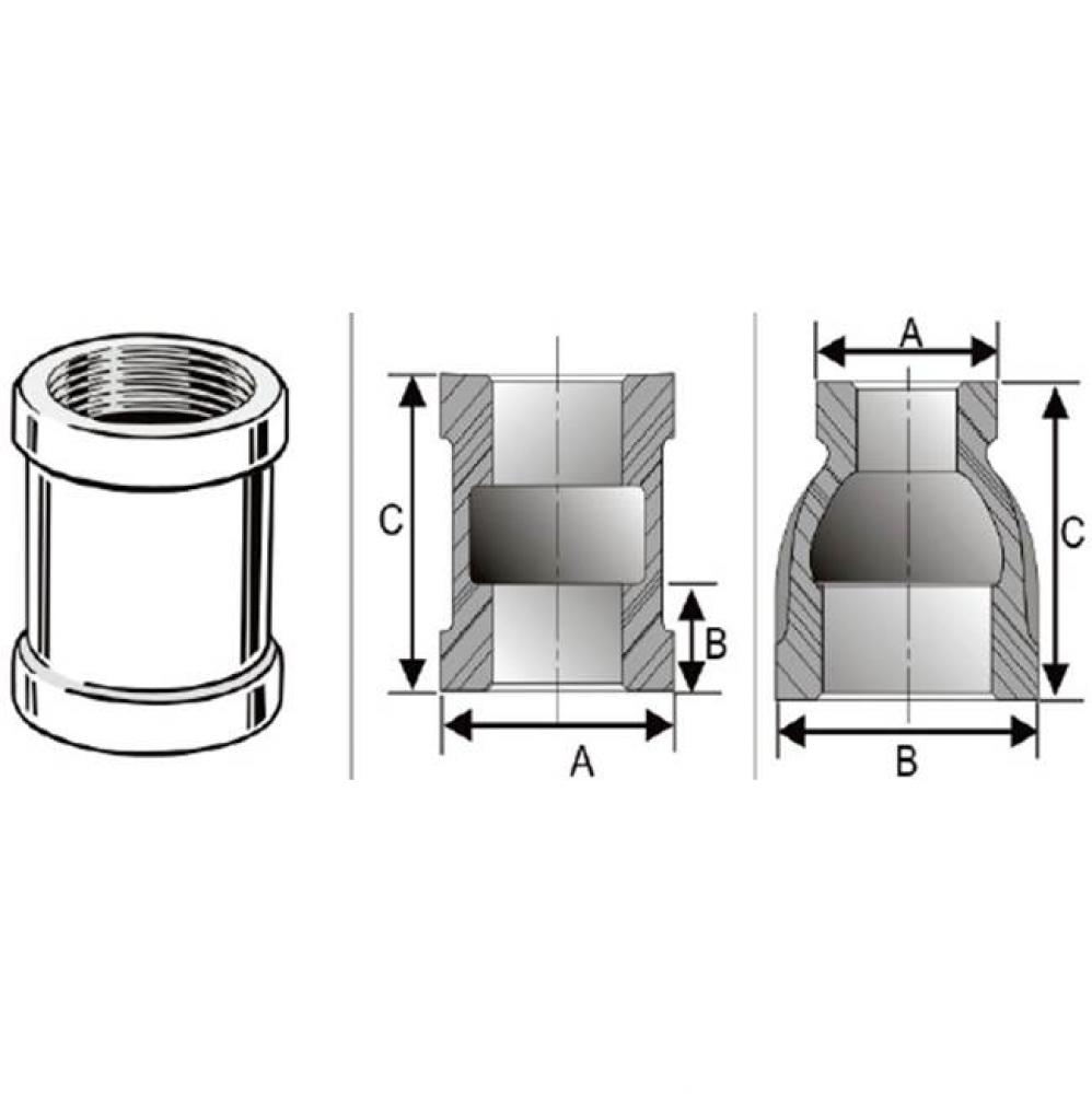 1/2 X 3/8 CHROME PLATED BRASS COUPLING