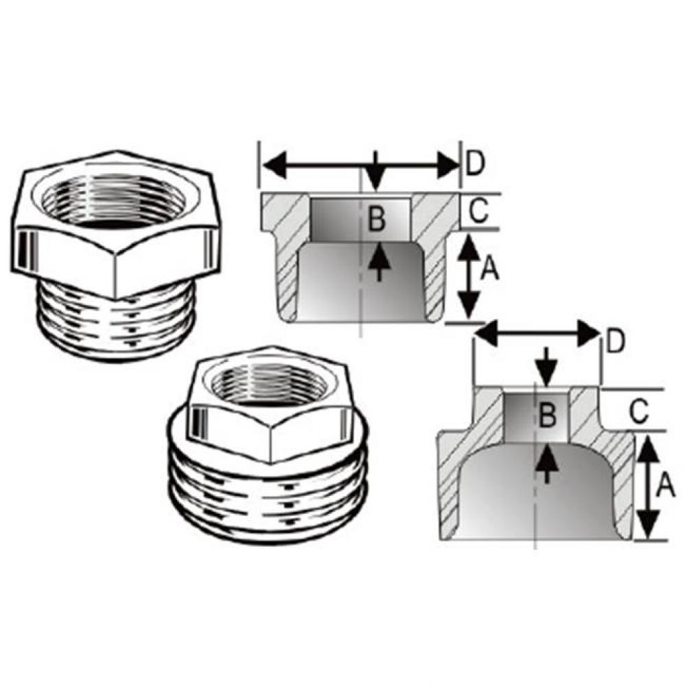 3/4 X 1/2 CHROME PLATED BRASS BUSHING