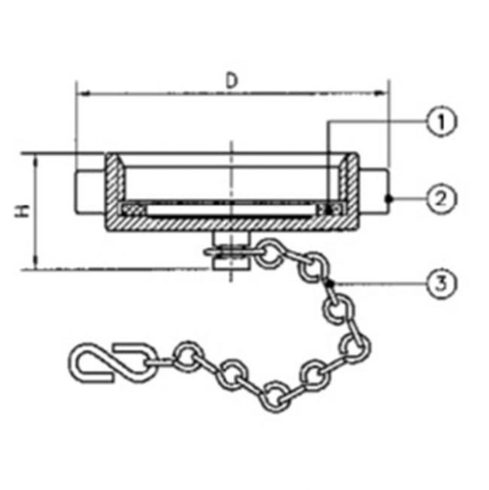 HYD-262CLF / HYDRANT CAP 2-1/2'' FEMALE NATIONAL STANDARD THREADS WITH CHAIN