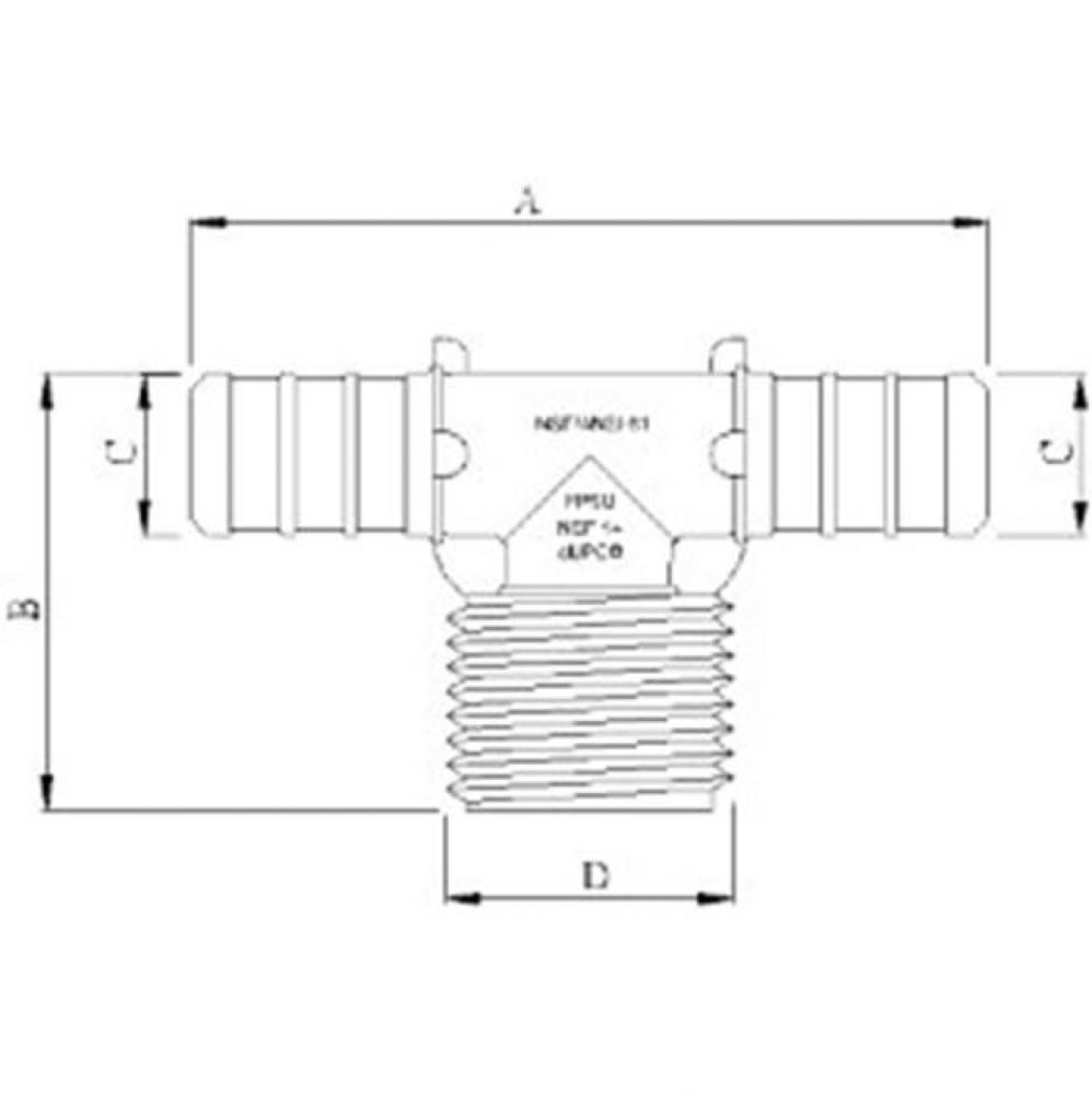 1/2'' PEX X 1/2'' PEX X 1/2 MALE IP TEE POLY PEX