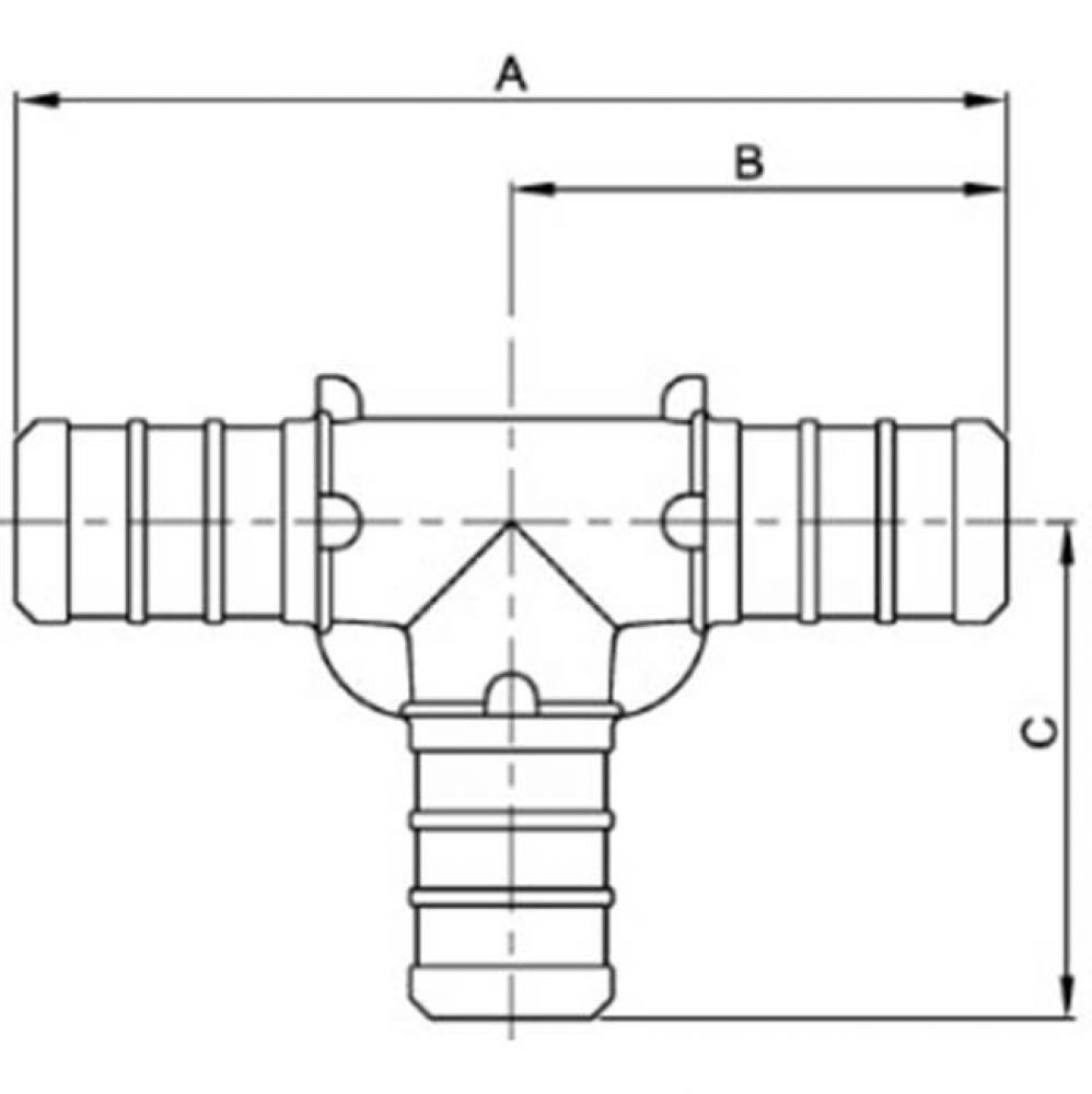 1'' X 1'' X 3/4'' PEX TEE POLY PEX