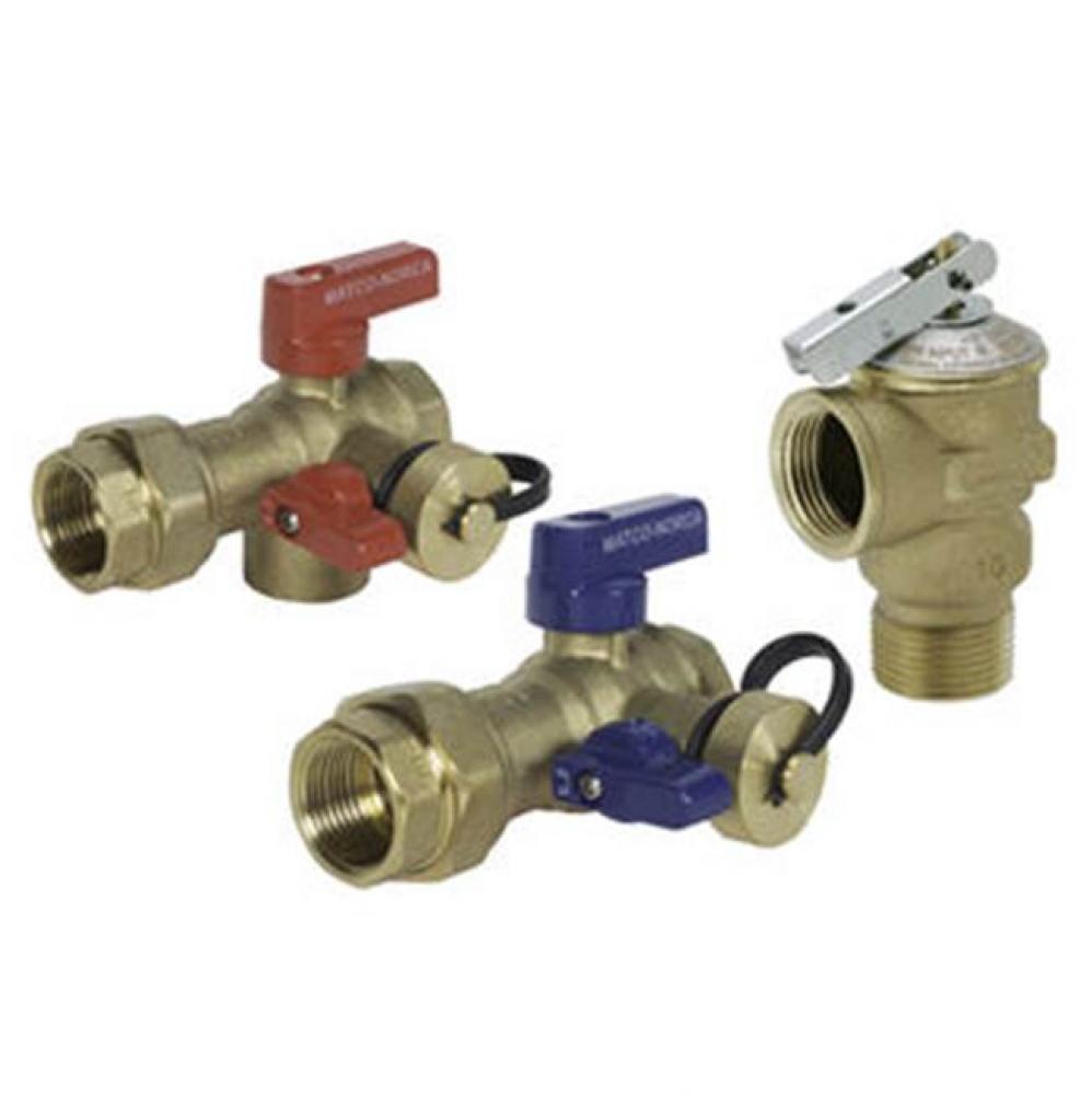 3/4'' Ips Brass Ball Valve Kit With Union Connection, Bypass, Prv Tapping Consists Of On