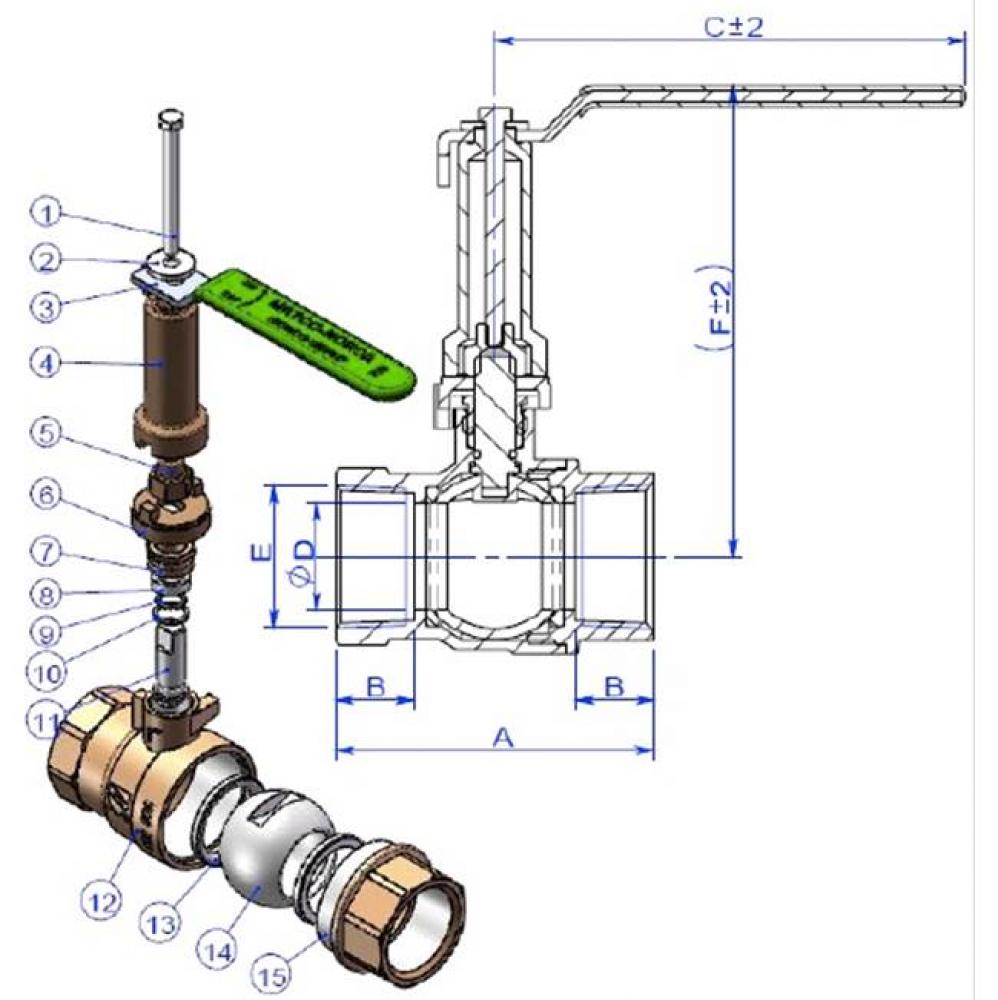 STEM EXTENSION FOR 1/2'' 759 BALL VALVE.FITS SWT,IP (LF) - GEN 2