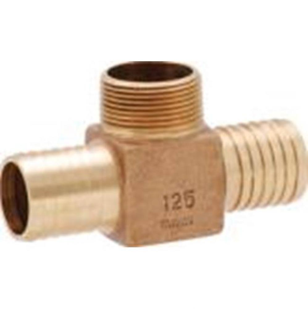 INSERT BRASS HYDRANT TEE 1-1/4'' BARB X 1-1/4'' BARB X 3/4 MIP OUTLET