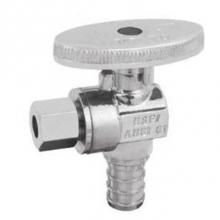 Matco Norca 26-1015PXLF - 1/2'' Pex X 1/4'' OD Compression, Angle Stop Valve, CP, 1/4 Turn, Lead Free