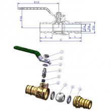 Matco Norca 754PXCE05LF - LEAD FREE 1''PEX X 1''PEX COLD EXPANSION RB FULL PORT BALL VALVE