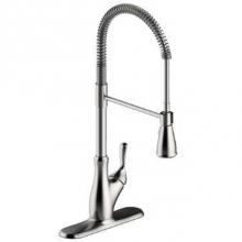 Matco Norca An-155Ss - Single Handle Ss Industrial Spring Neck Faucet, Ceramic Cartridge, Integrated Supply Lines, 1 Or 3