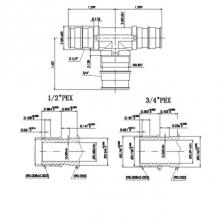 Matco Norca PXCERT030304LF - 1/2'' X 1/2'' X 3/4'' Lead Free Pex     F1960 Bull Head Tee