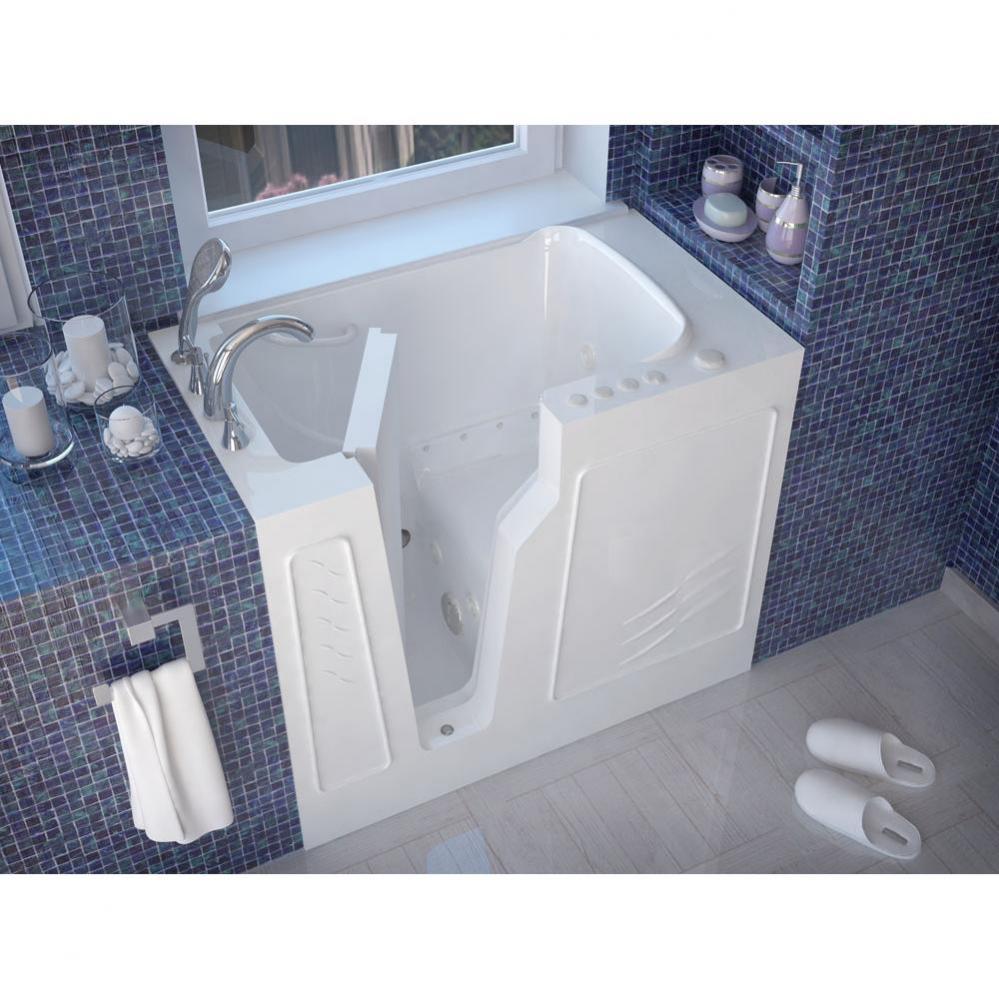 MediTub Walk-In 26 x 46 Left Drain White Whirlpool and Air Jetted Walk-In Bathtub