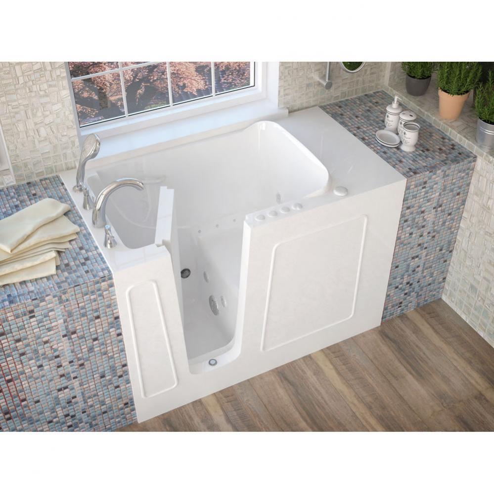 MediTub Walk-In 26 x 53 Left Drain White Whirlpool and Air Jetted Walk-In Bathtub