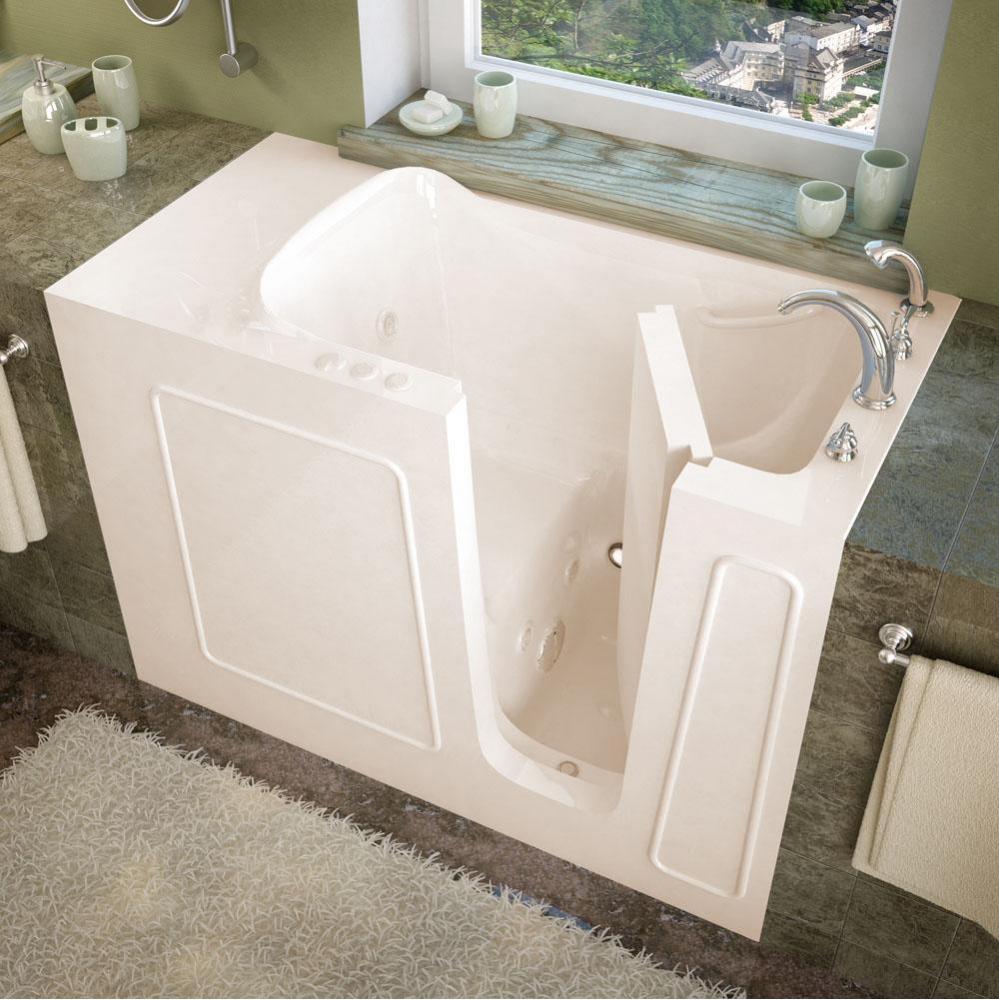 MediTub Walk-In 26 x 53 Right Drain Biscuit Whirlpool Jetted Walk-In Bathtub