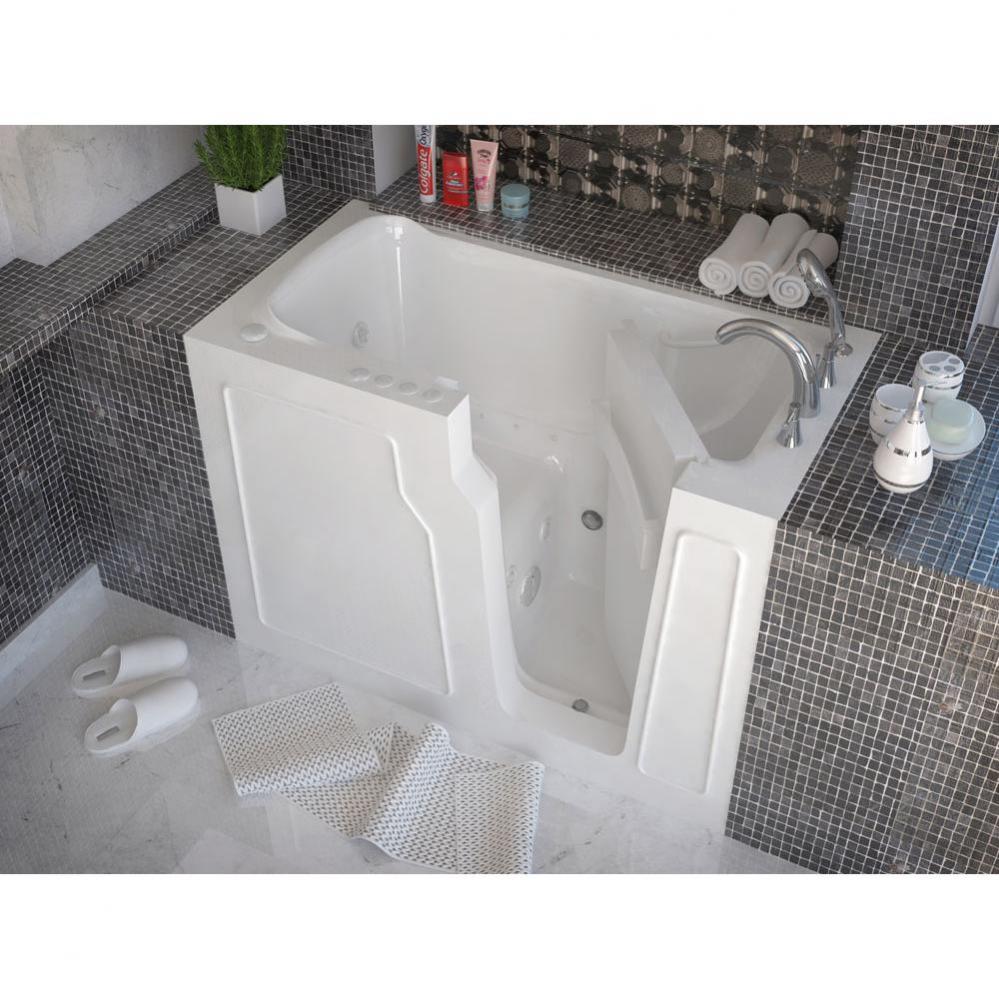 MediTub Walk-In 29 x 52 Right Drain White Whirlpool and Air Jetted Walk-In Bathtub