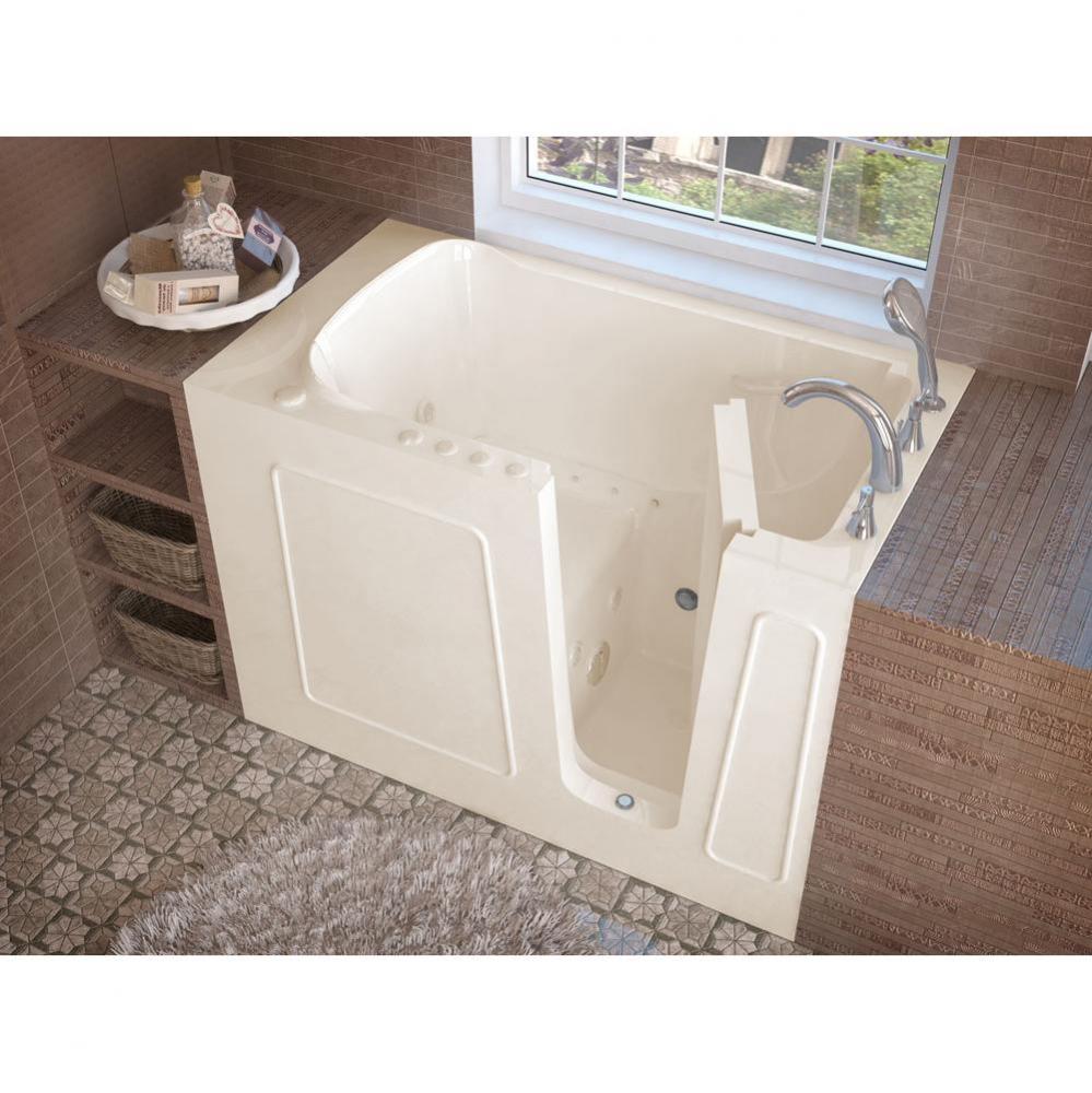 MediTub Walk-In 30 x 53 Right Drain Biscuit Whirlpool and Air Jetted Walk-In Bathtub