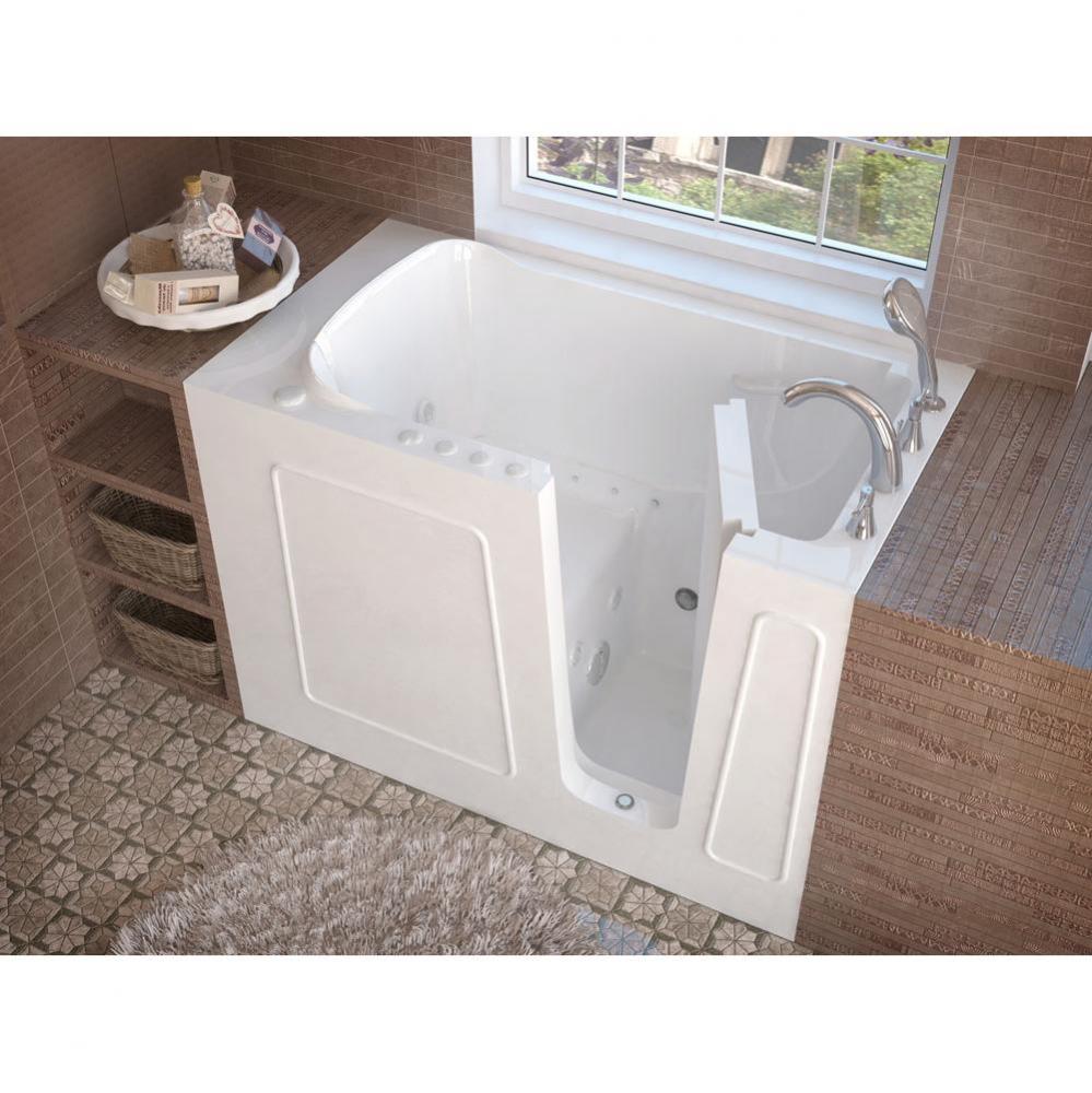 MediTub Walk-In 30 x 53 Right Drain White Whirlpool and Air Jetted Walk-In Bathtub