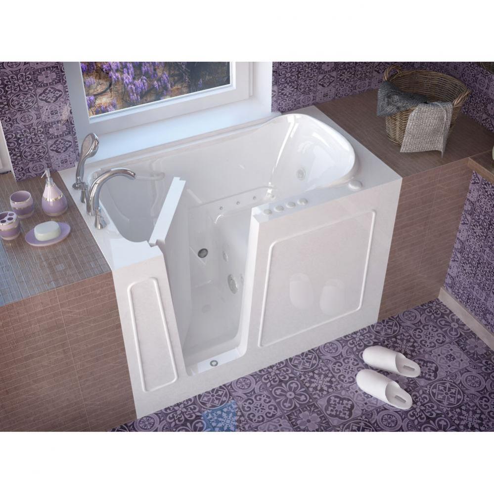 MediTub Walk-In 30 x 54 Left Drain White Whirlpool and Air Jetted Walk-In Bathtub