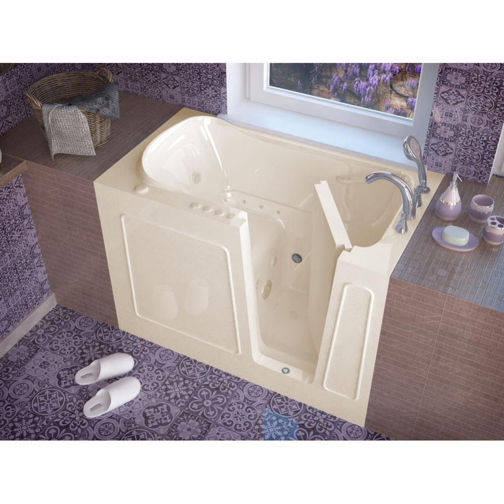 MediTub Walk-In 30 x 54 Right Drain Biscuit Whirlpool and Air Jetted Walk-In Bathtub