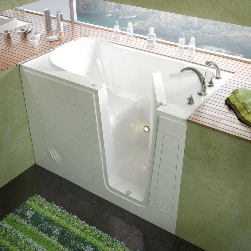 MediTub Walk-In 30 x 54 Right Drain White Soaking Walk-In Bathtub