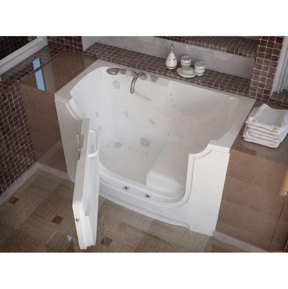 MediTub Wheel Chair Accessible 30 x 60 Left Drain White Whirlpool and Air Jetted Wheelchair Access