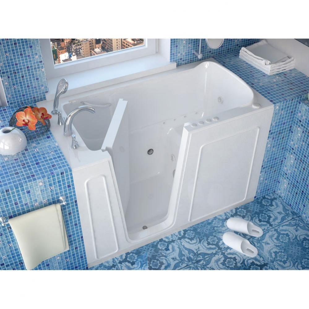 MediTub Walk-In 32 x 60 Left Drain White Whirlpool and Air Jetted Walk-In Bathtub