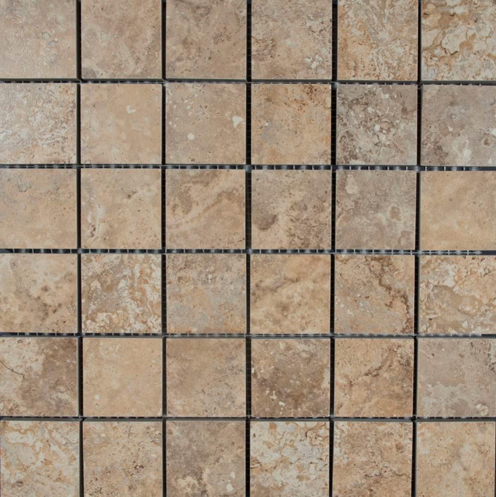 Imperial Beige/White 2x2 Mosaic 13In