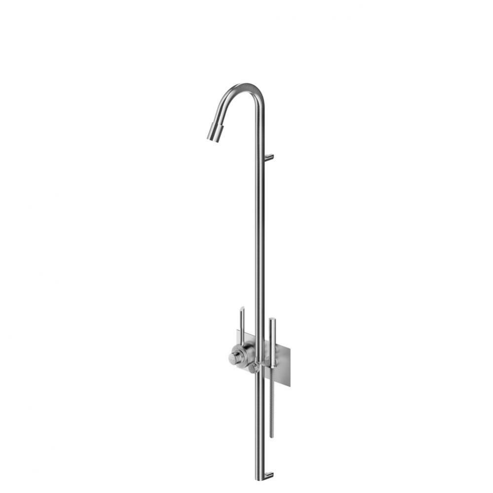 Thermostatic Shower column with hand shower and shower head - Matte