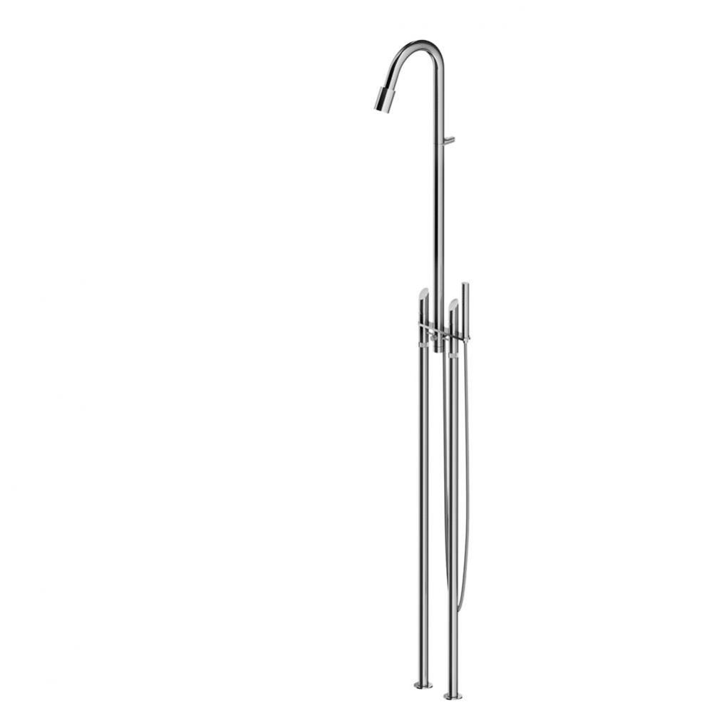 Floor Mounted Shower Column with hand shower and shower head - Matte