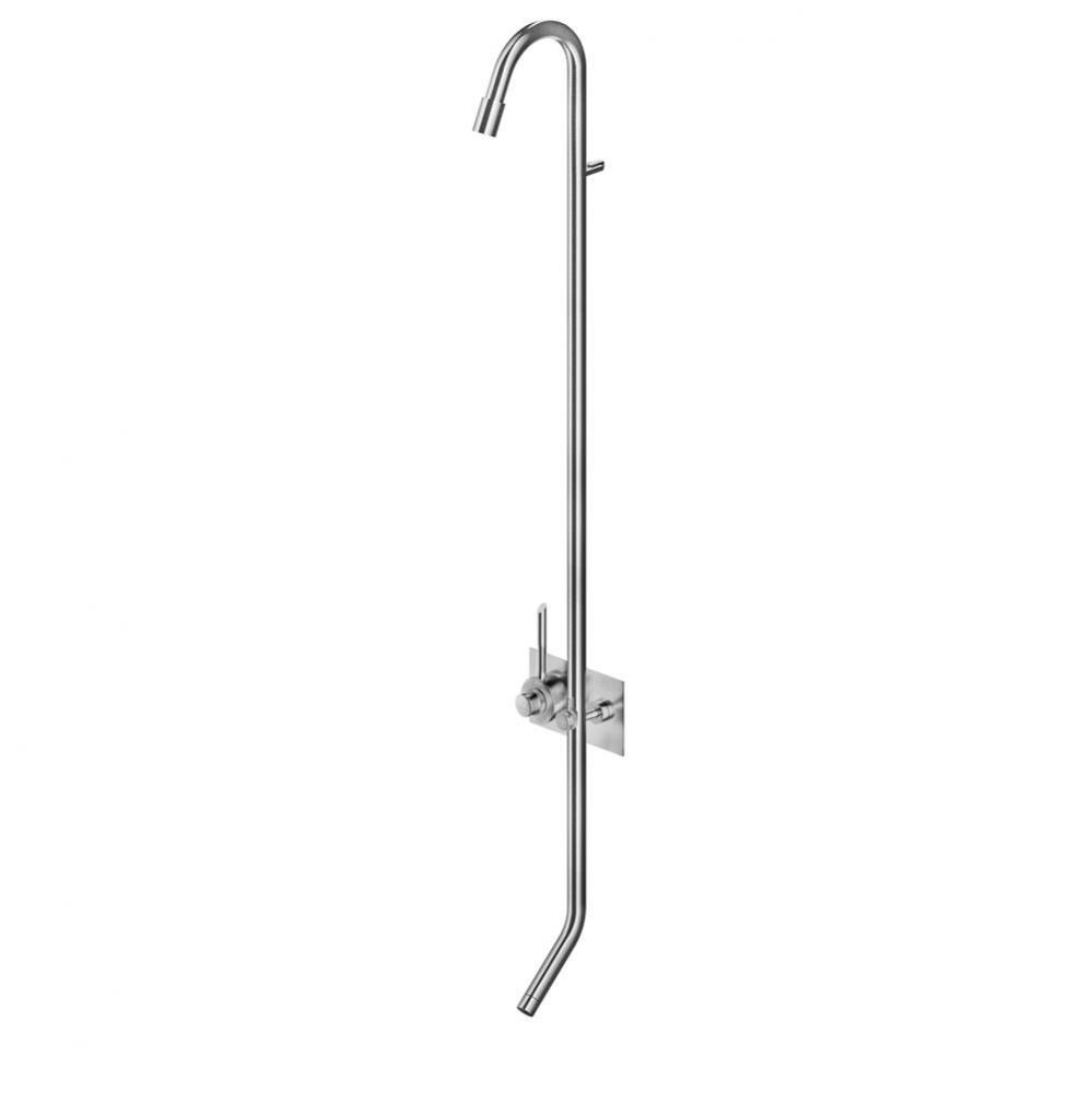 Thermostatic shower column with foot wash - matte
