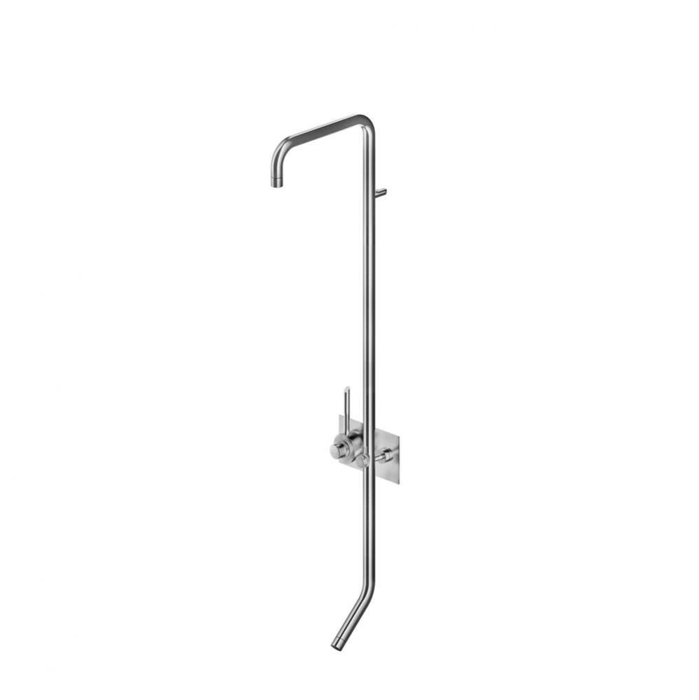 Thermostatic shower column with foot wash without shower head - polished