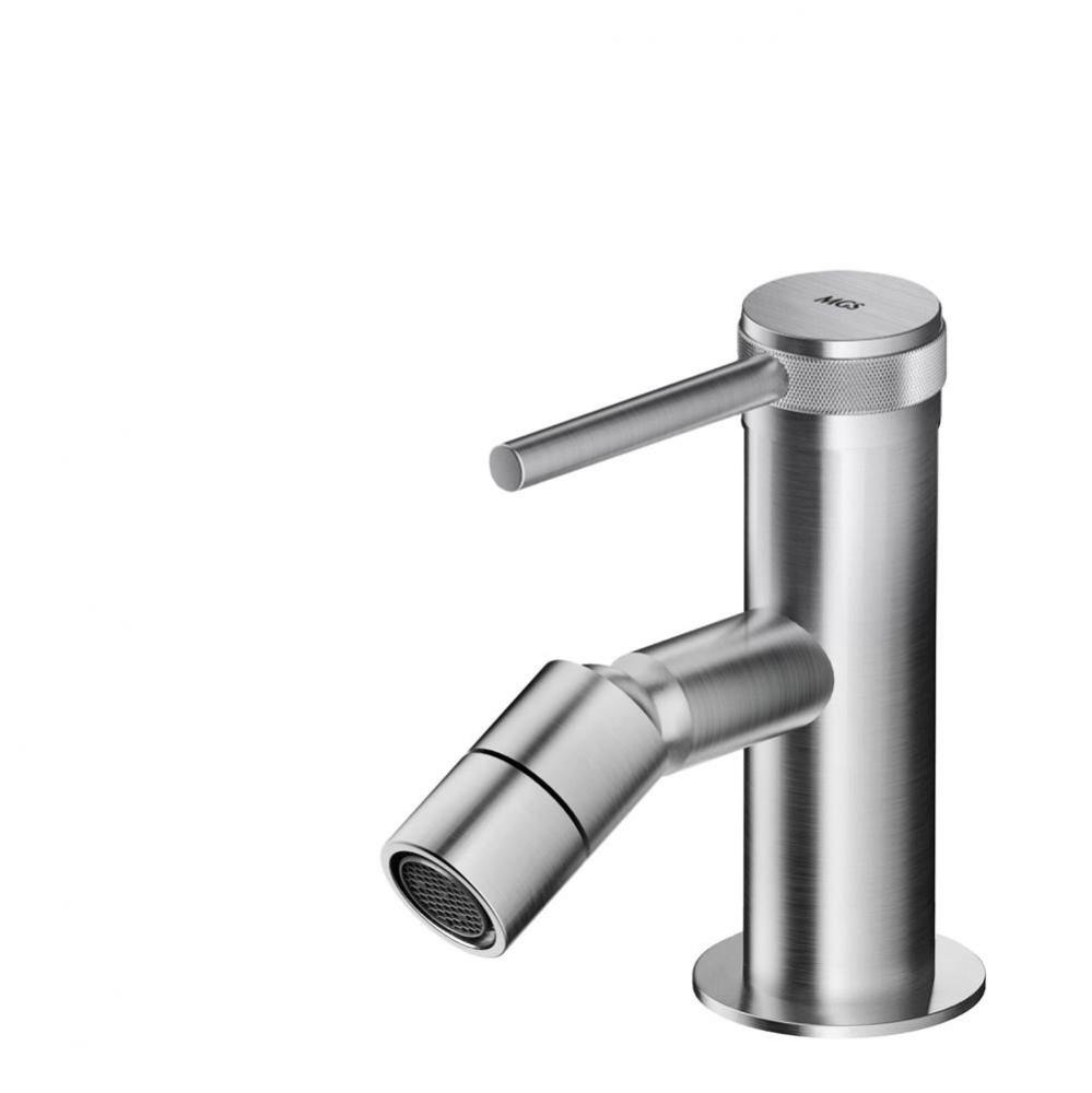 Single Lever Mixer for Bidet swivel spout - no waste - Titanium Matte Knurled handle