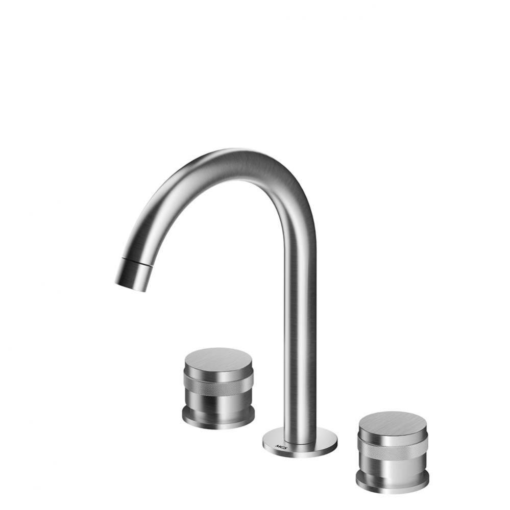 3 hole mixer 1/2'' valves - rotating spout R90 - no waste - Polished - Knurled handles