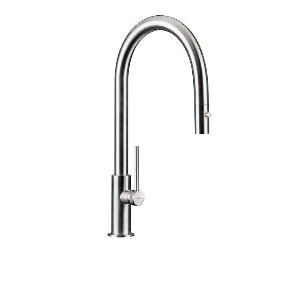 Single lever mixer with dual spray outlet - Matte - PVD Titanium Knurled handle