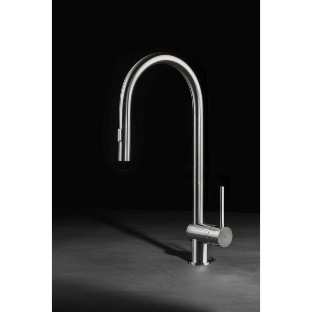 Pull Out Kitchen Faucet W/ Dual Spray SS Toggle Button - Matte