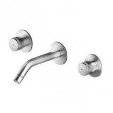 MGS ER287-M - 3 hole wall mounted mixer - no waste - Matte Knurled handles