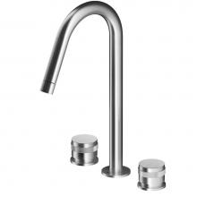 MGS ER285-M - 3 hole mixer 1/2'' valves - rotating spout R70 - no waste - Matte - Knurled handles