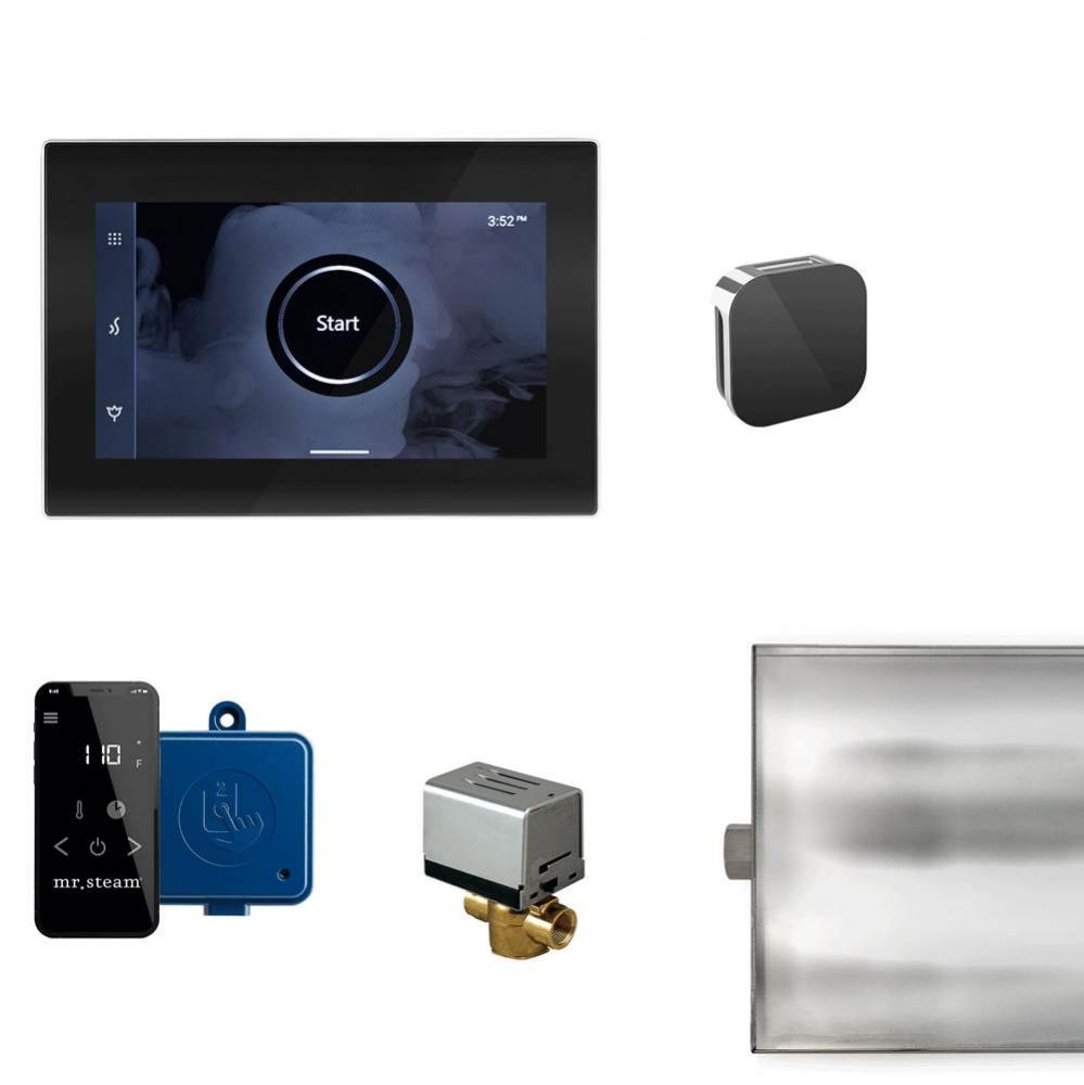 XButler Steam Shower Control Package with iSteamX Control and Aroma Glass SteamHead in Black Polis