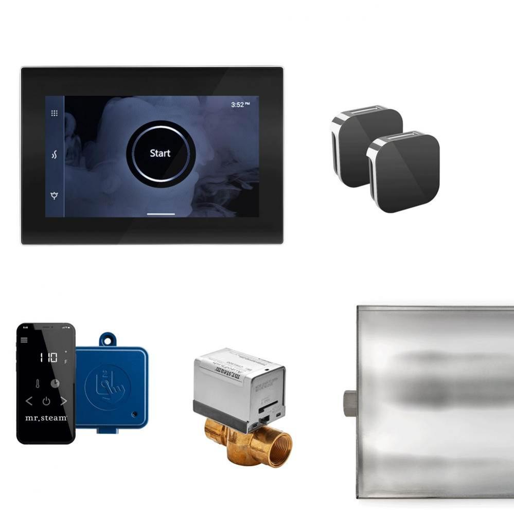 XButler Max Steam Shower Control Package with iSteamX Control and Aroma Glass SteamHead in Black P