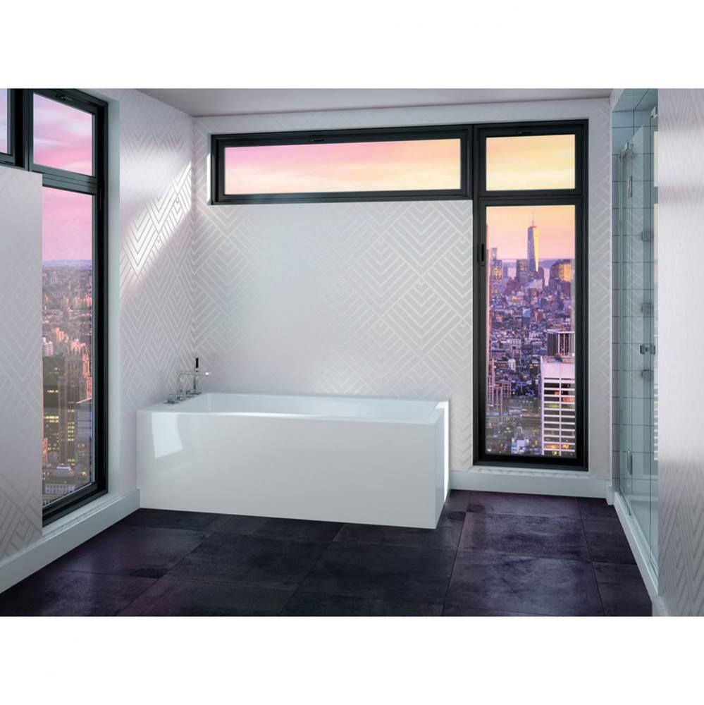 ZURICH Bathtub 32x60, with Right Tiling Flange and Skirt on 2 sides, Rouge-Air, Right Drain, White