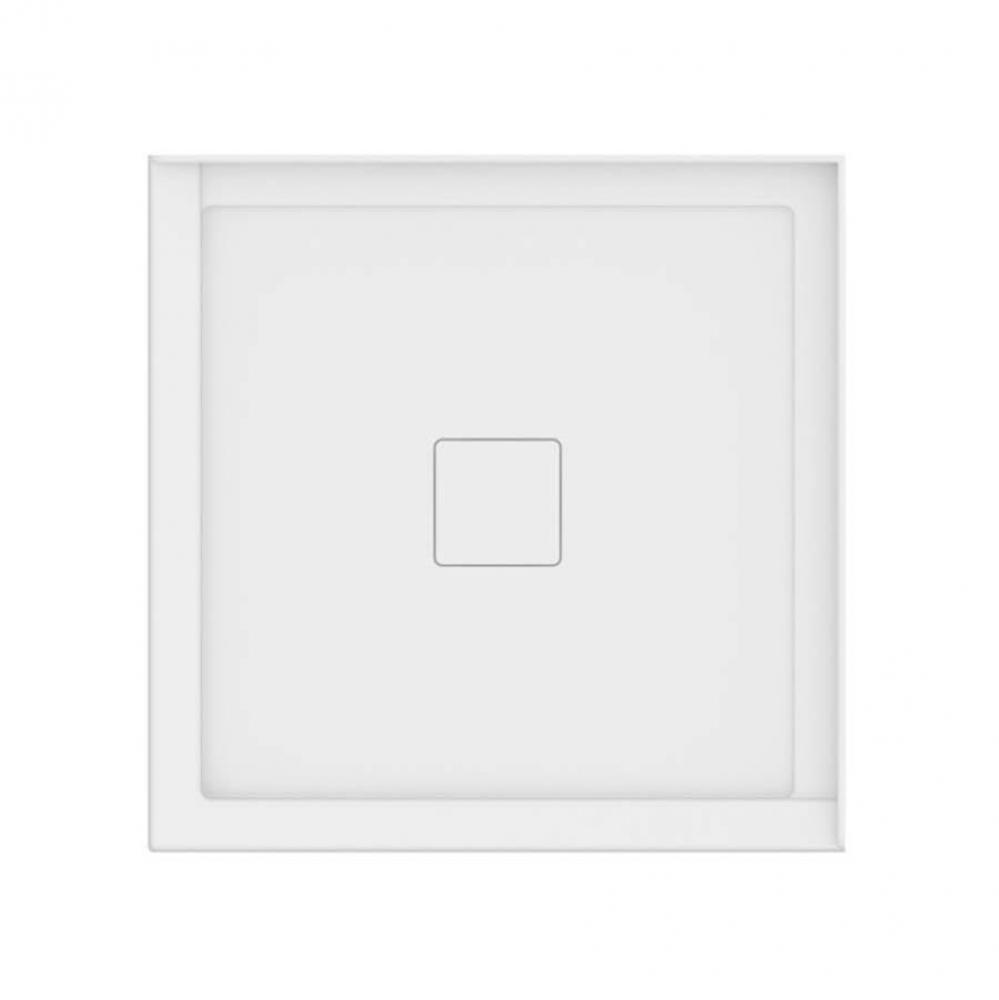 ROUGE shower base 36x36, Central Drain, with tiling flange 2 sides, White