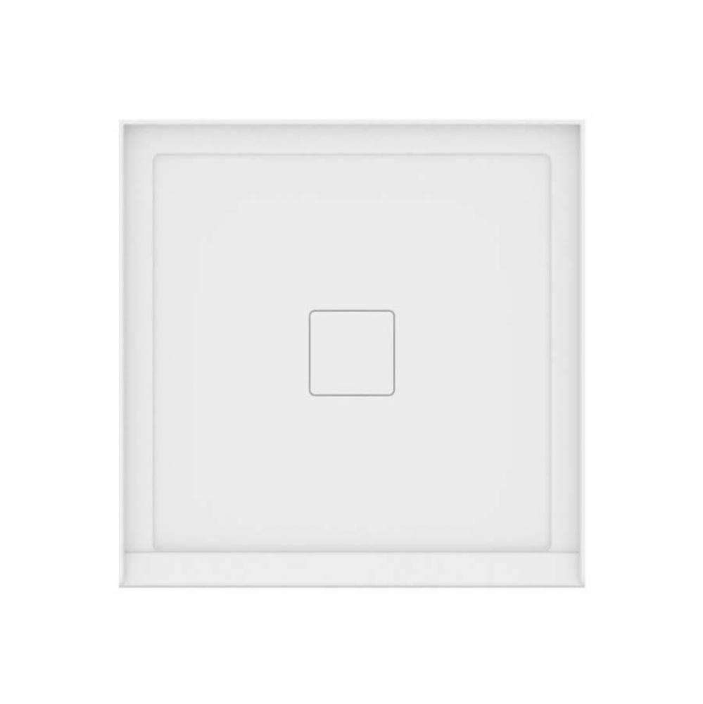 ROUGE shower base 36x36, Central Drain, with tiling flange 3 sides, White
