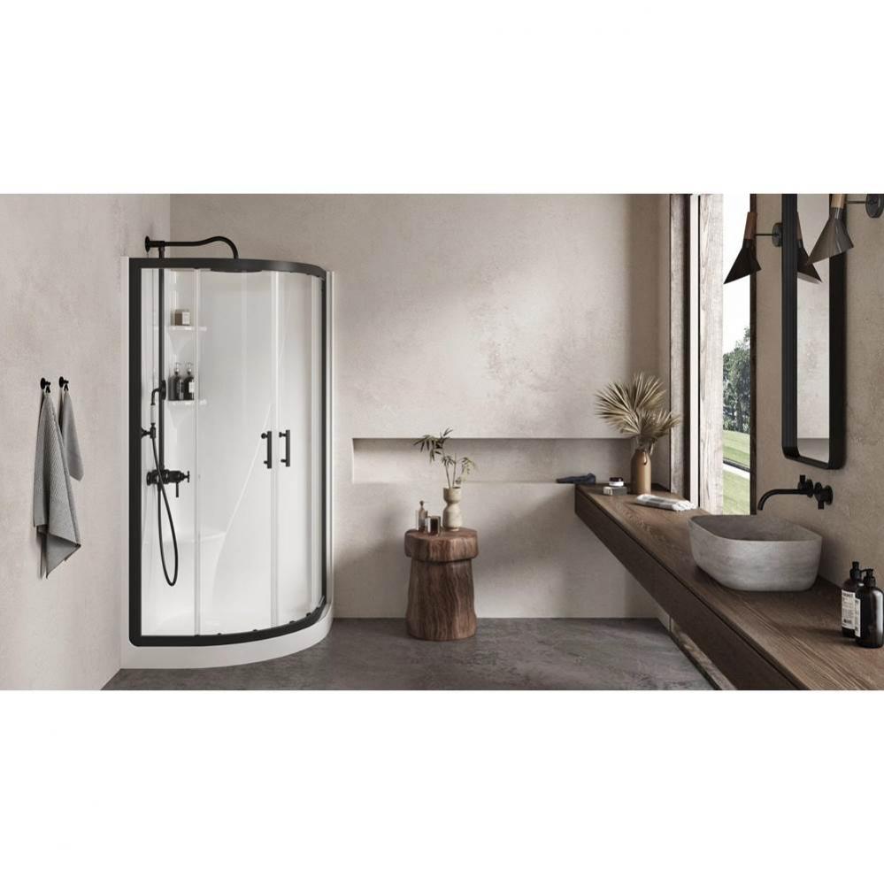 Avalanche Sliding 36 x 36,  Shower Doors, Matte Black, 6mm Clear glass