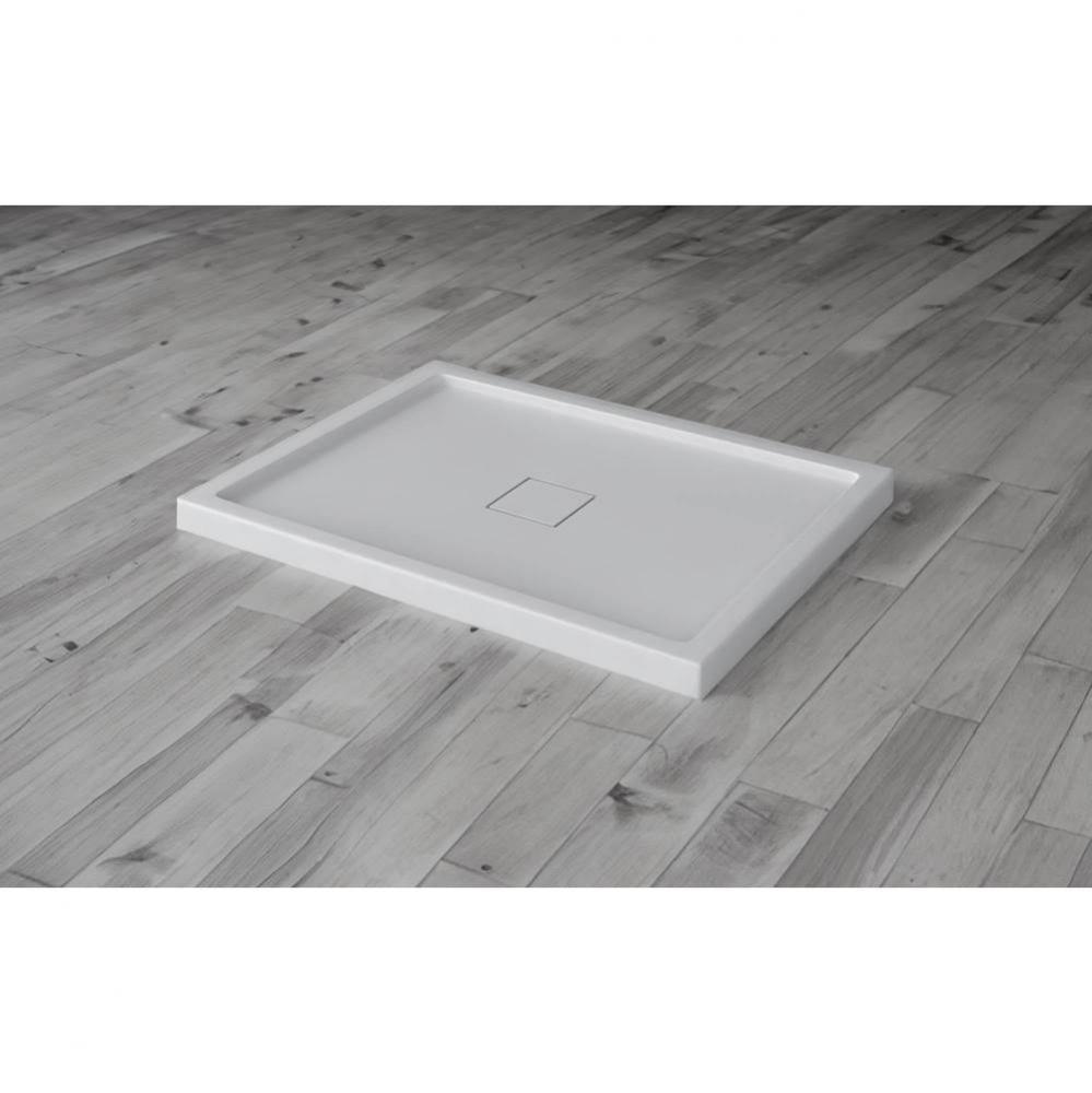 Corner Shower Base,  Square cover drain , 42 x 32, Glossy White