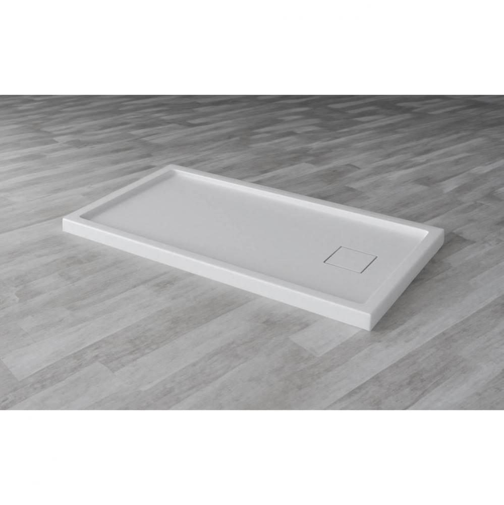 Shower Base,  Square cover drain , 48 x 32, Glossy White