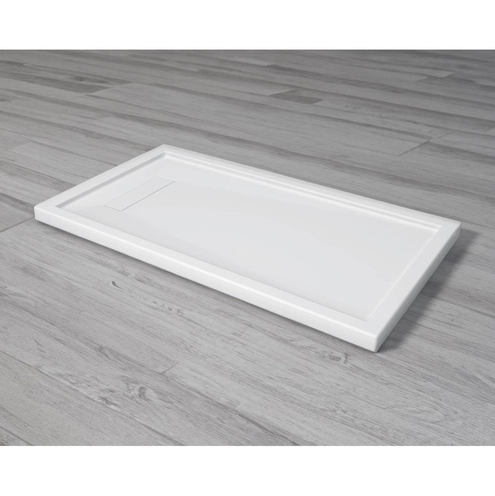 Shower Base, Rectangular end cover drain , 66 x 36, Glossy White